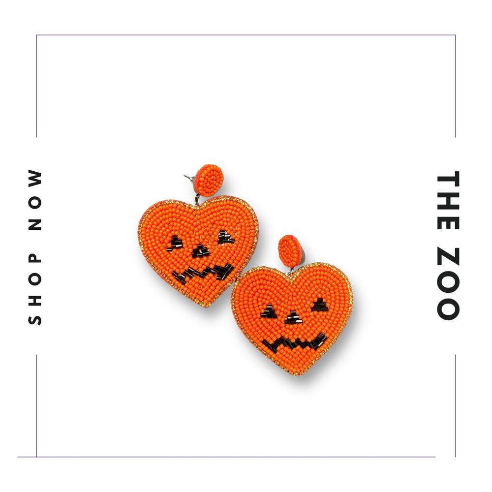 Beaded Pumpkin Heart Earrings‎